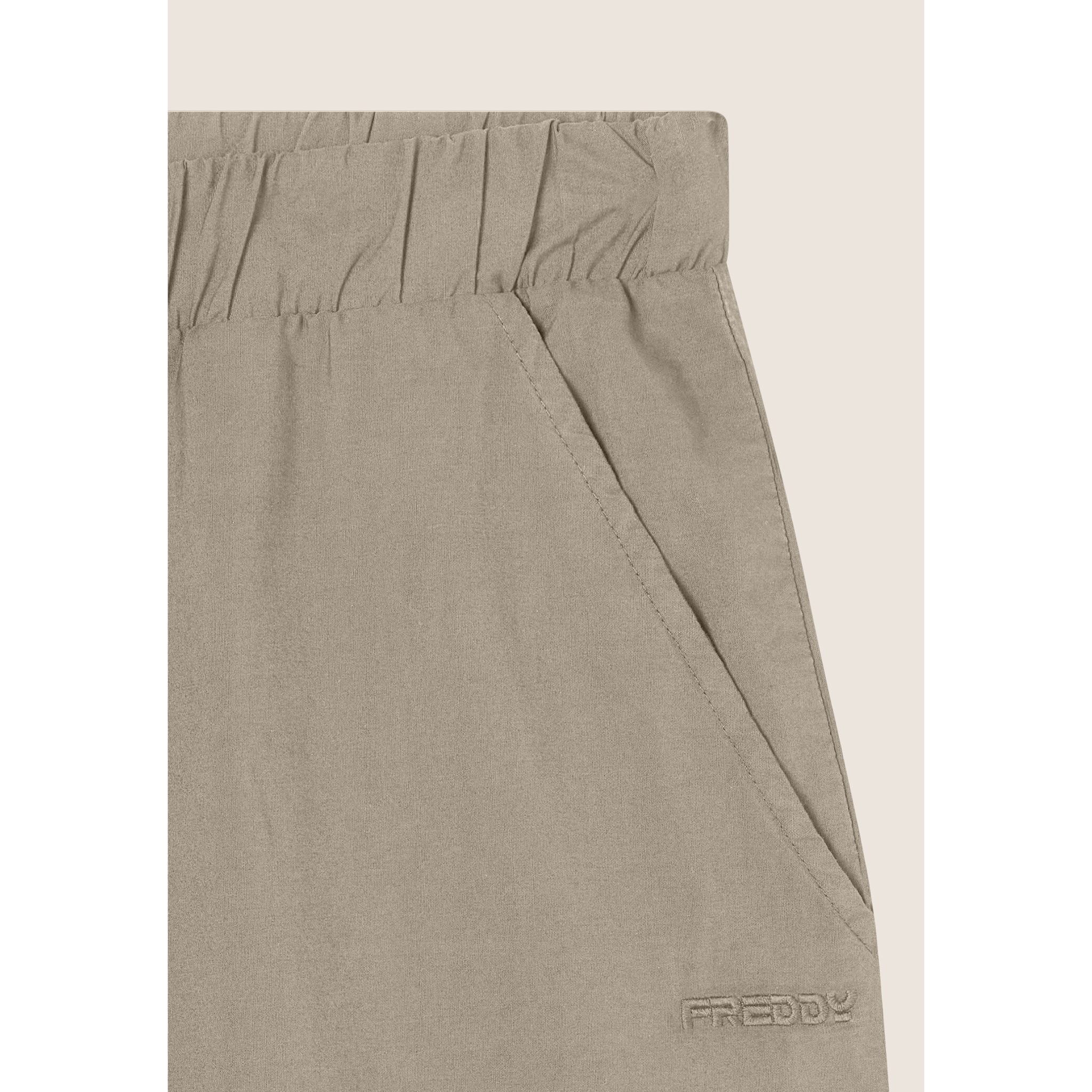 Pantaloni wide leg in cotone navetta con ricami Sangallo