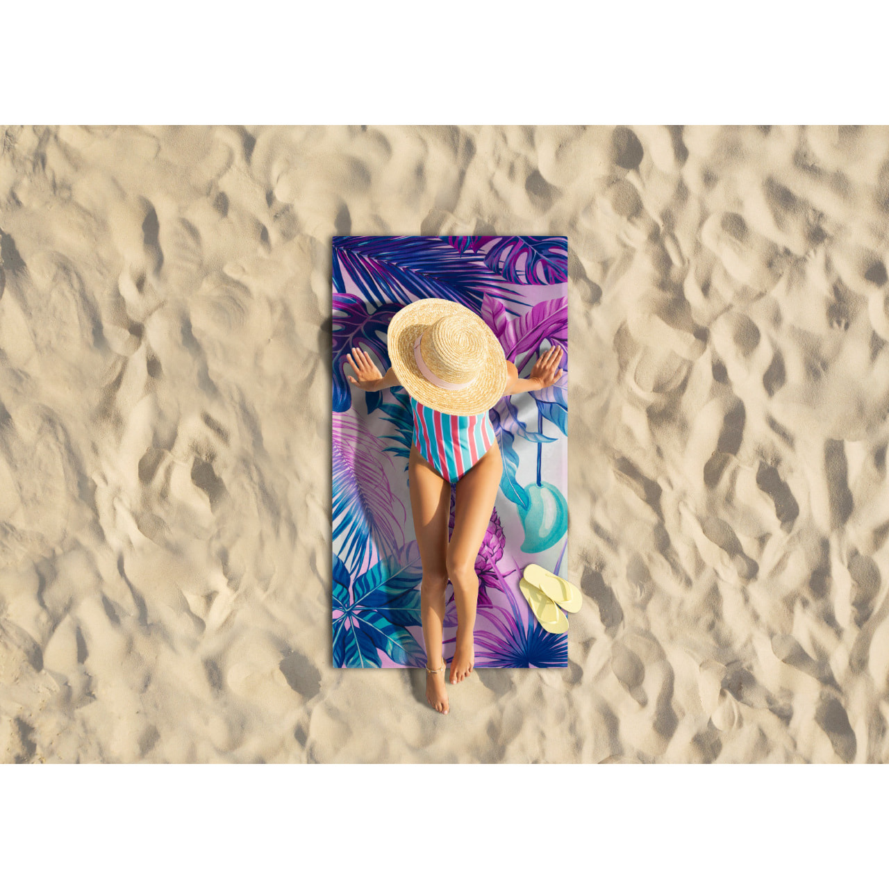 Telo Mare Grande 100x180 Spugna Maui Ananas Violet D12