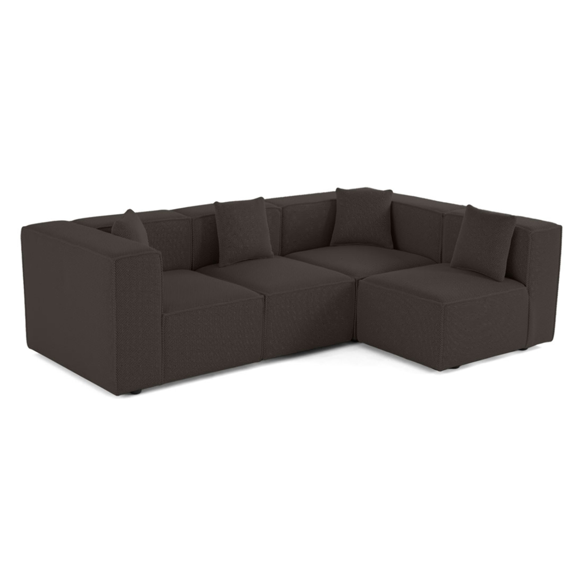Arty - canapé modulable d'angle droit 5 places - en tissu mailles 3D - Gris foncé