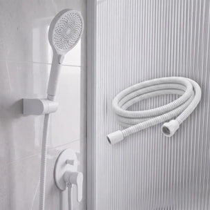 Flexible de douche MSV Teddy 1,50 m Ø14 mm – Double verrouillage anti-torsion – Blanc mat
