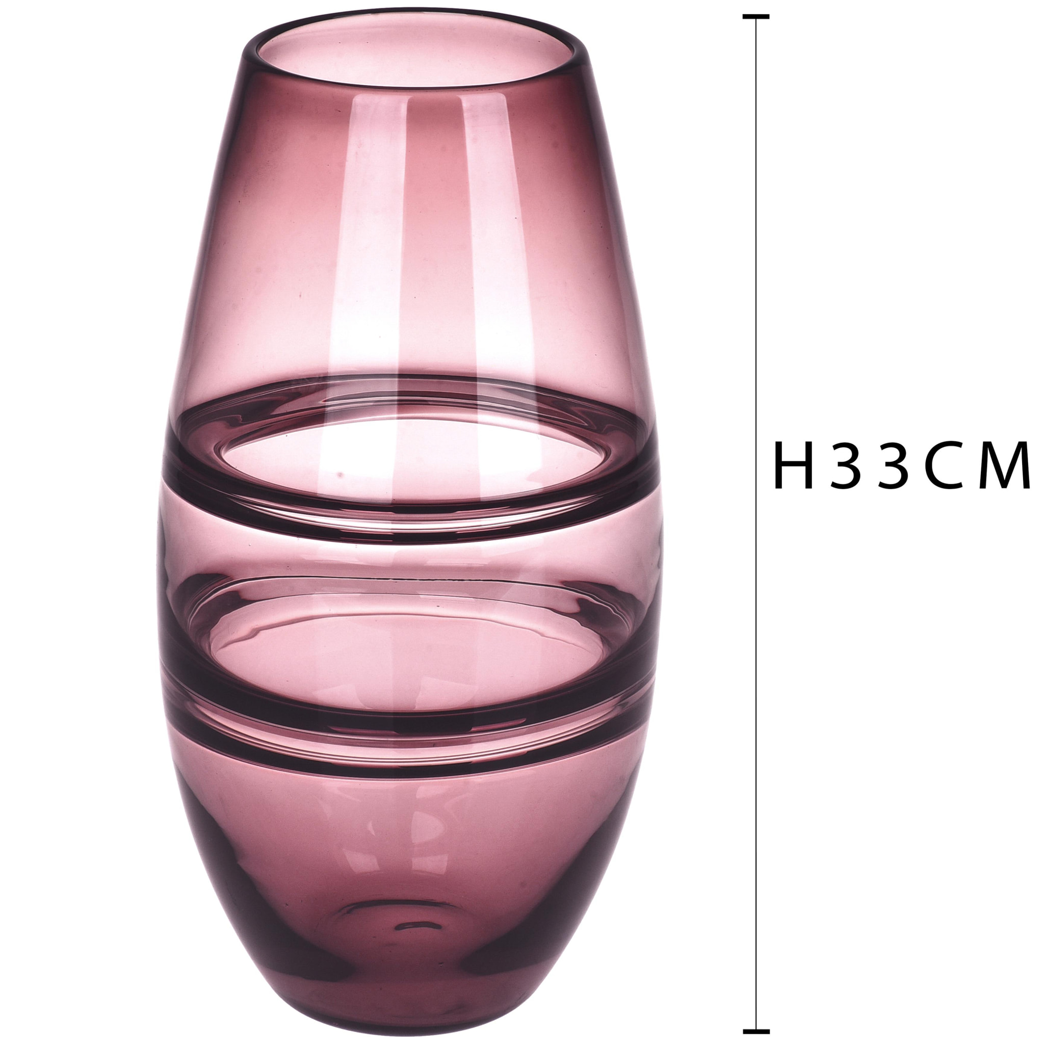 Vaso Decorato Con Linee. Altezza 33 Cm - Pezzi 1 - 17X33X17cm - Colore: Rosa - Bianchi Dino - Decori Casa E Complementi