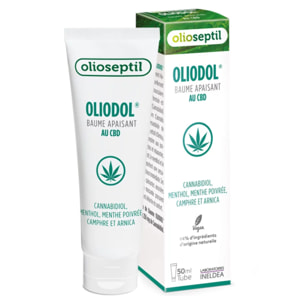 OLIOSEPTIL - Oliodol - Baume apaisant - Enrichi en Cannabidiol (CBD), menthol & huiles essentielles - Apaise les gênes musculaires - 100% Vegan - Tube 50ml