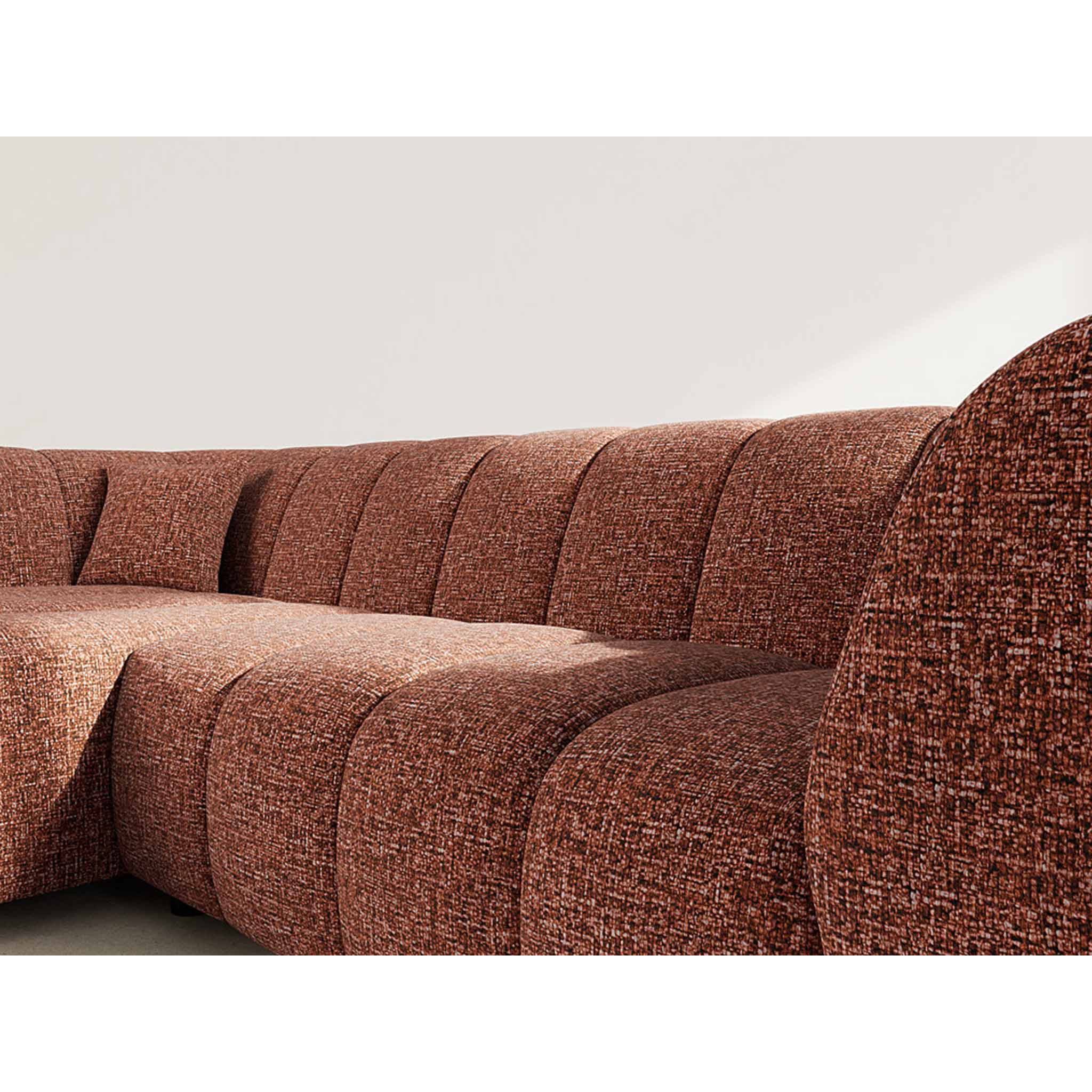 Curtis - canapé d'angle gauche 4 places avec accoudoir en tissu texturé - Terracotta