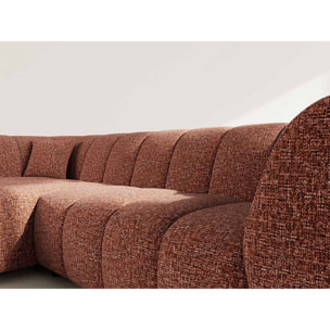 Curtis - canapé d'angle gauche 4 places avec accoudoir en tissu texturé - Terracotta