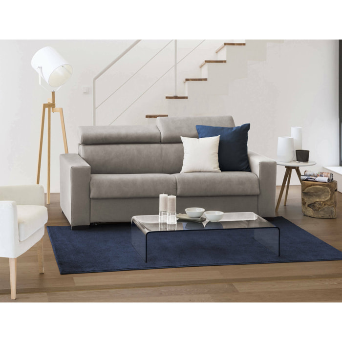 Divano letto 2 posti Aieie, Sofà Soggiorno apertura girevole, Poggiatesta regolabili e Braccioli slim, 100% Made in Italy, Cm 180x95h85, Tortora