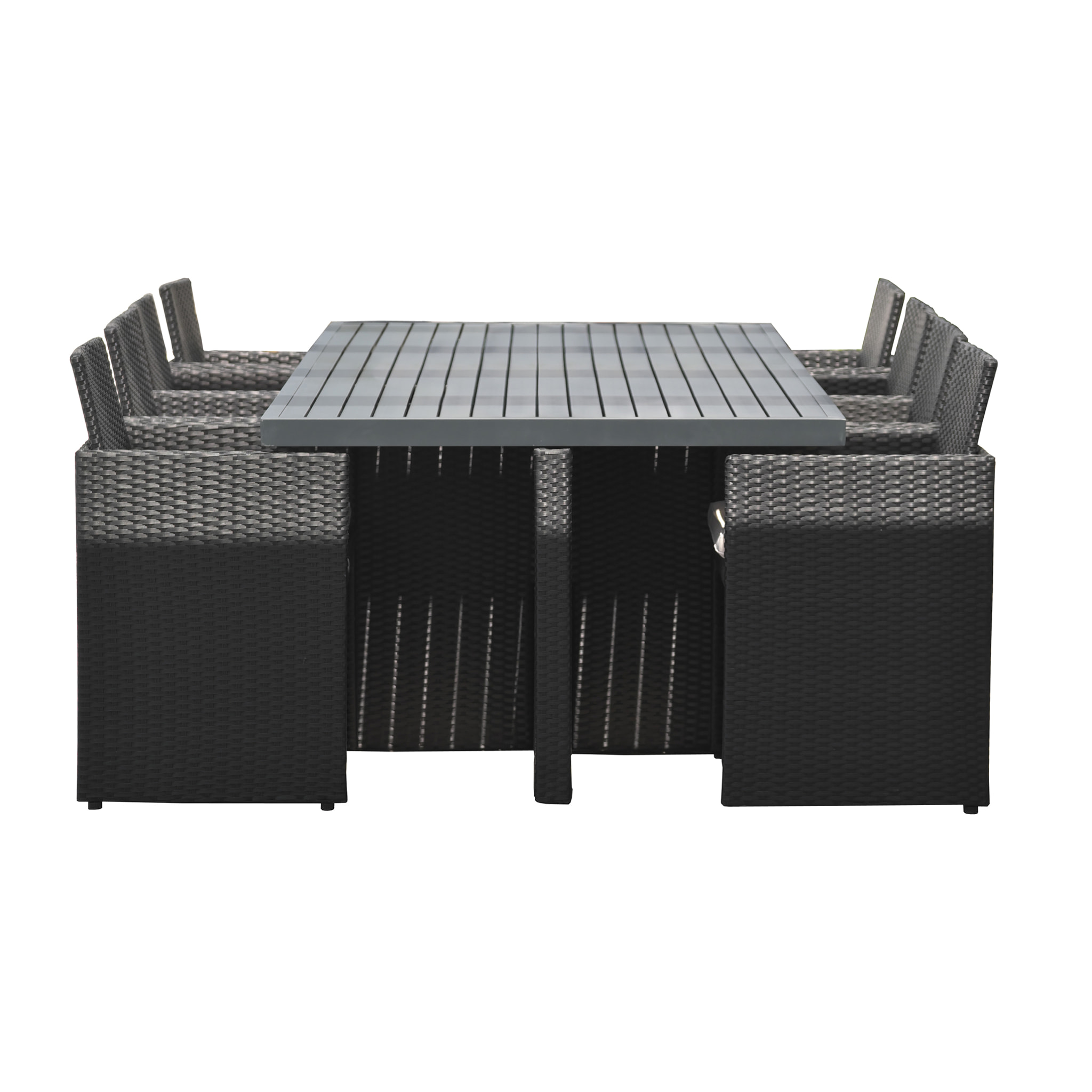 PVC-8-ALU - Ensemble repas encastrable 8 places résine tressée noire