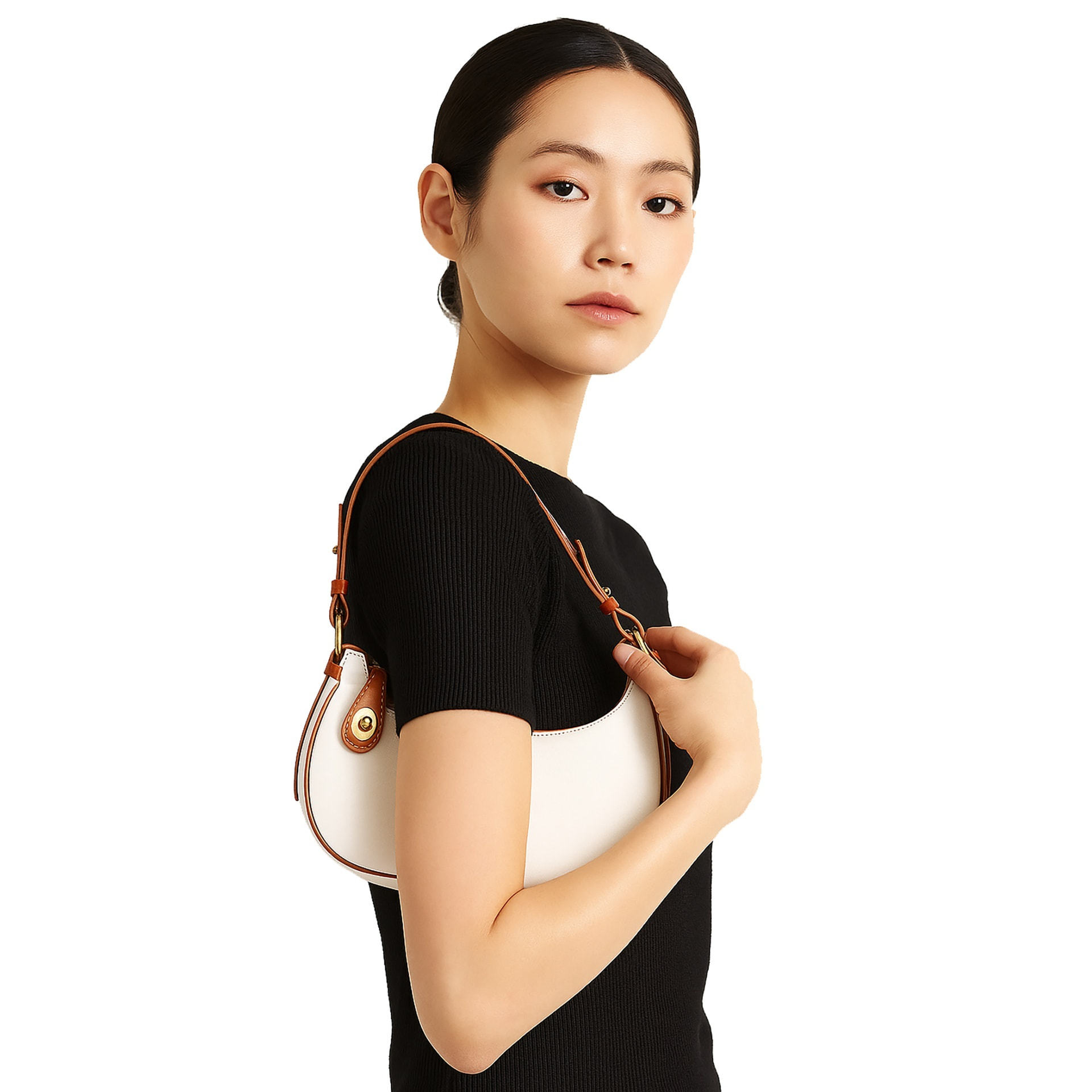 Borsa a spalla da donna - Modello False - Vera pelle - 25.0 x 18.0 x 8.0 cm