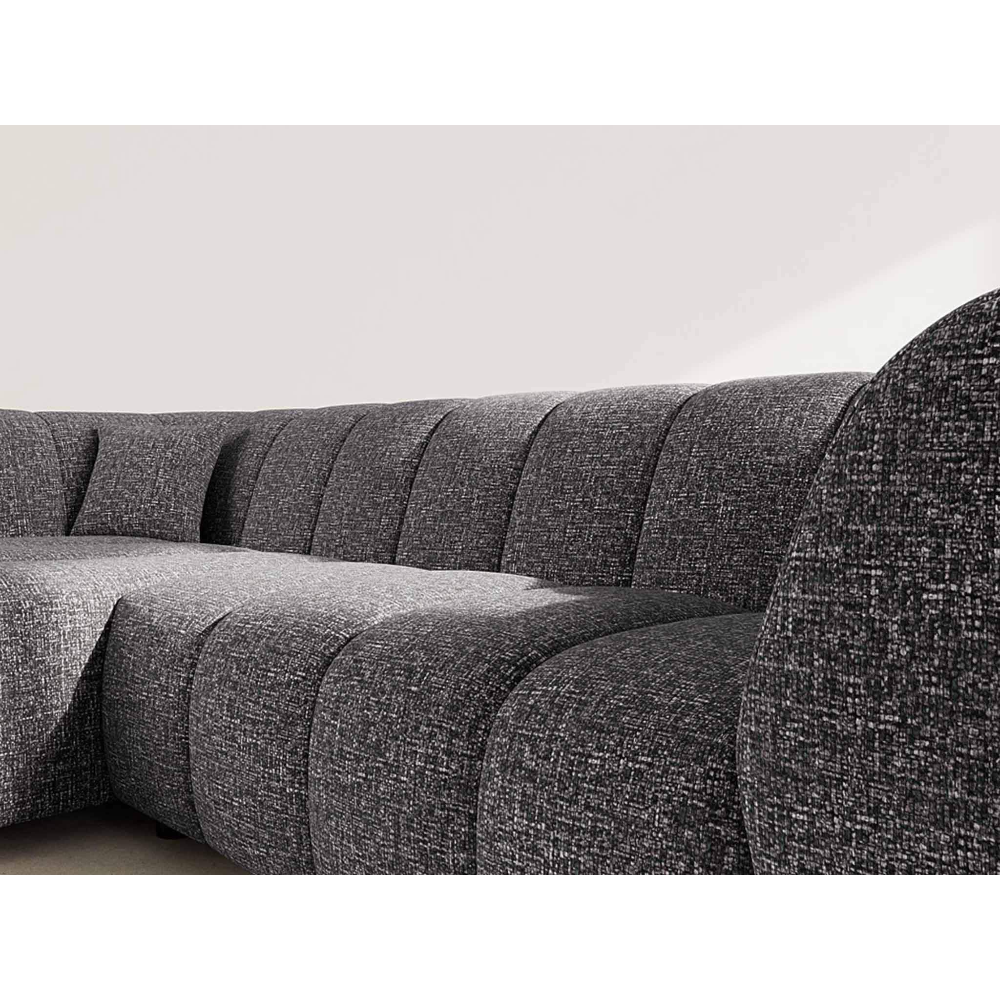 Curtis - canapé d'angle gauche 4 places avec accoudoir en tissu texturé - Gris foncé