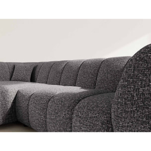 Curtis - canapé d'angle gauche 4 places avec accoudoir en tissu texturé - Gris foncé