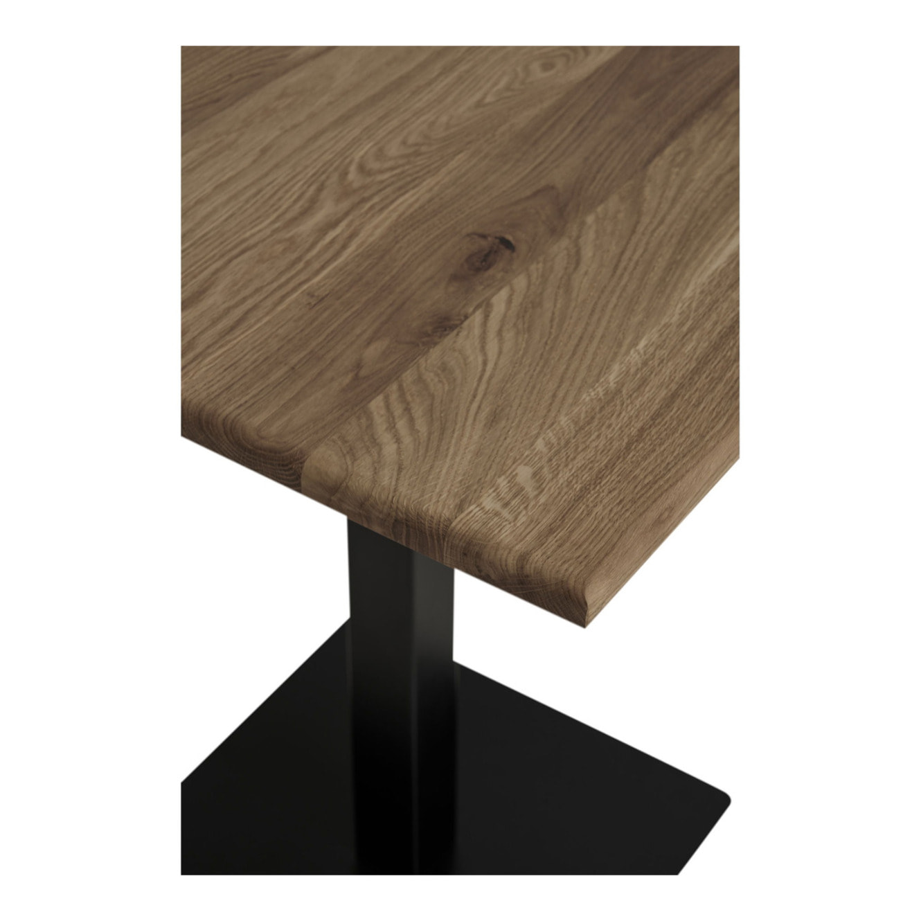 Tavolo bistrot Lignano in rovere affumicato con base in metallo nero 70x70x75 cm