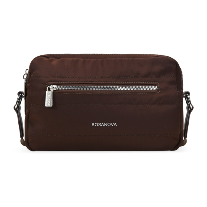 Bolso bandolera marrón con doble cremallera