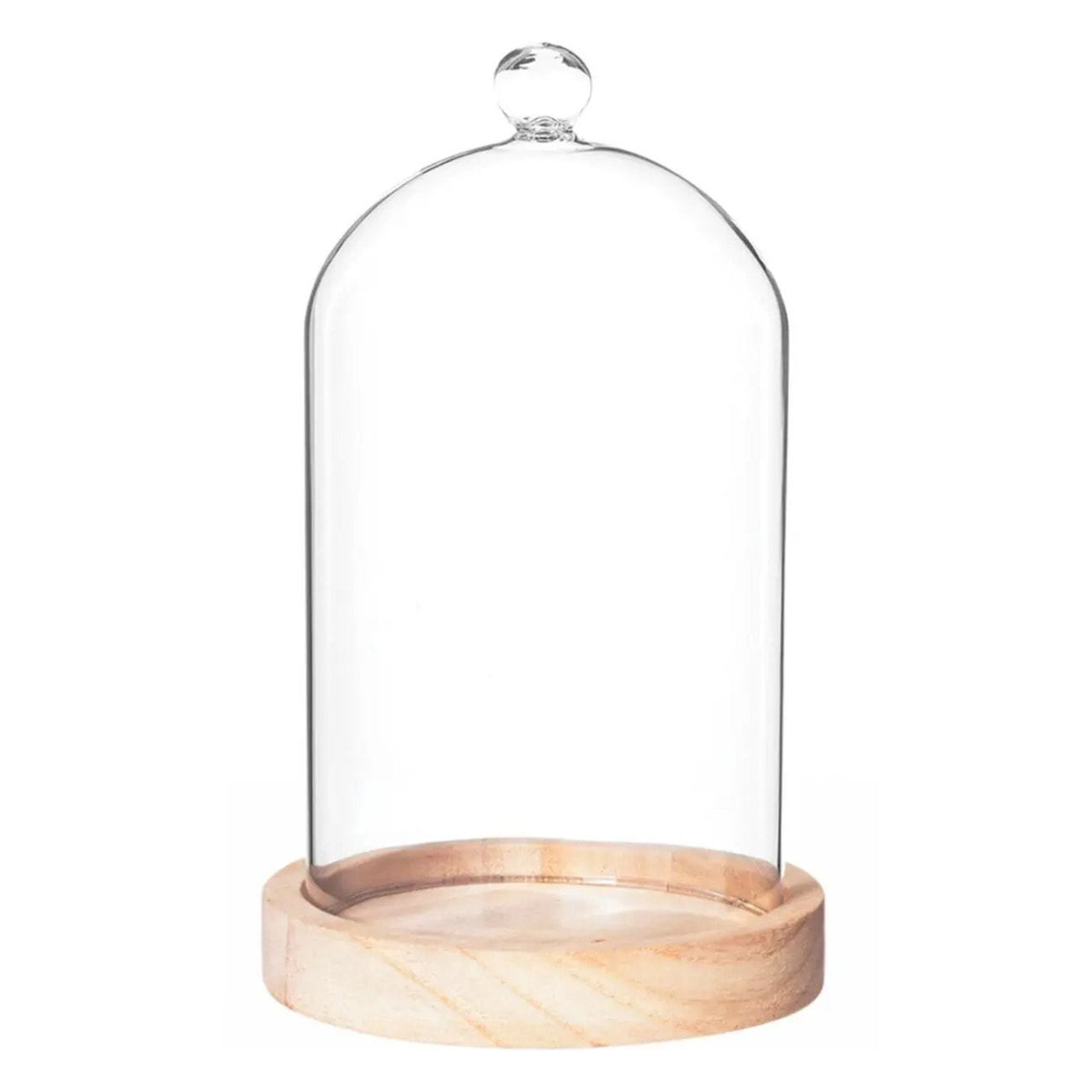 Cloche verre bois H19cm