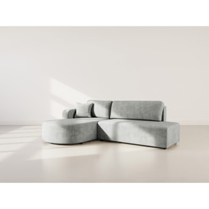 Miro - Canapé d'angle gauche 4 places convertible avec coffre en velours texturé - Gris