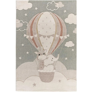 CLOWN Alfombra infantil con animales en globo, 120x170 cm