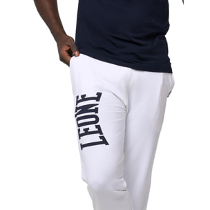 Pantalones básicos de hombre Leone con logo grande en algodón sin cepillar.