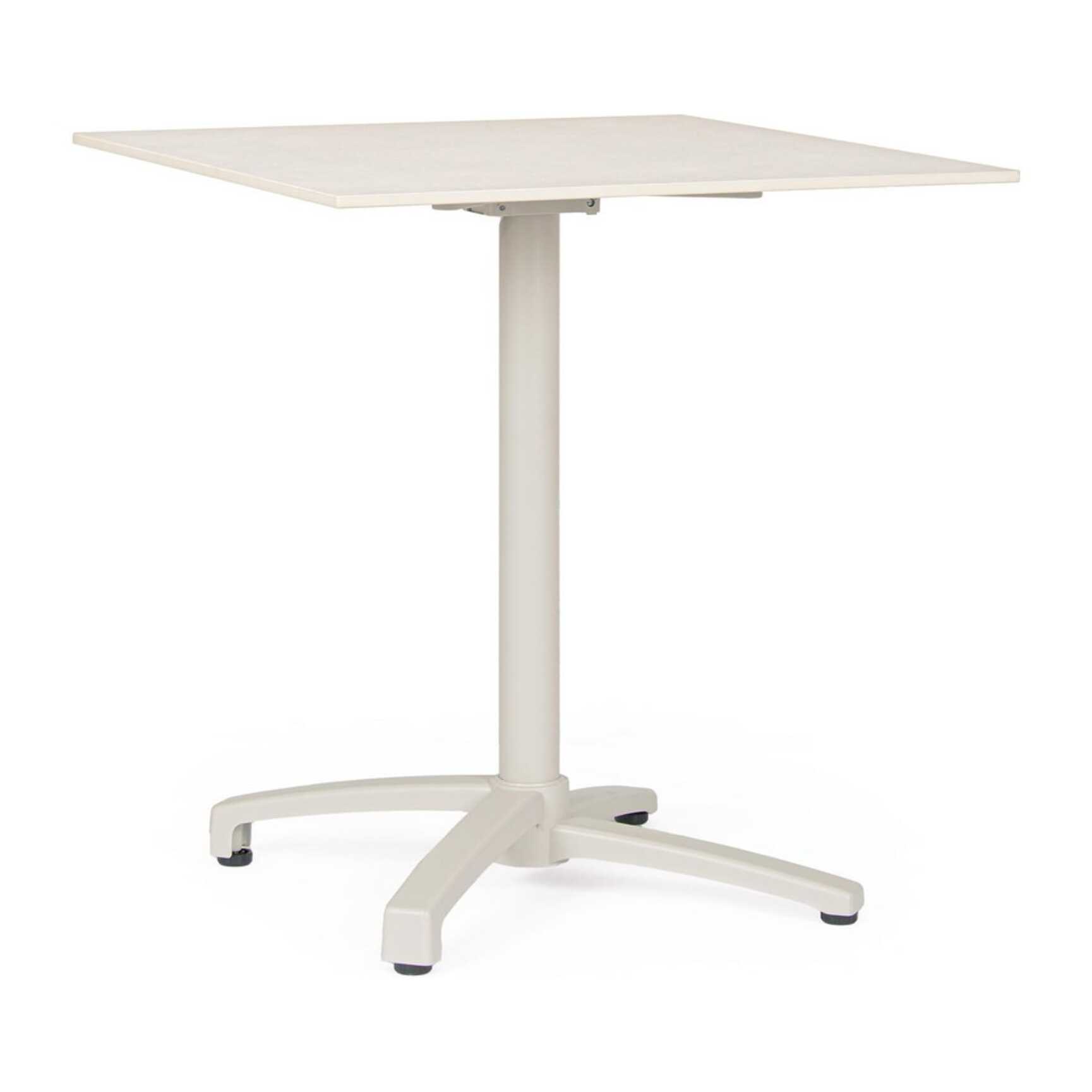 Tavolo da bar quadrato LAREDO in alluminio e HPL beige, pieghevole e impilabile, 70×70×74 cm