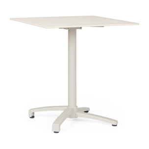 Tavolo da bar quadrato LAREDO in alluminio e HPL beige, pieghevole e impilabile, 70×70×74 cm