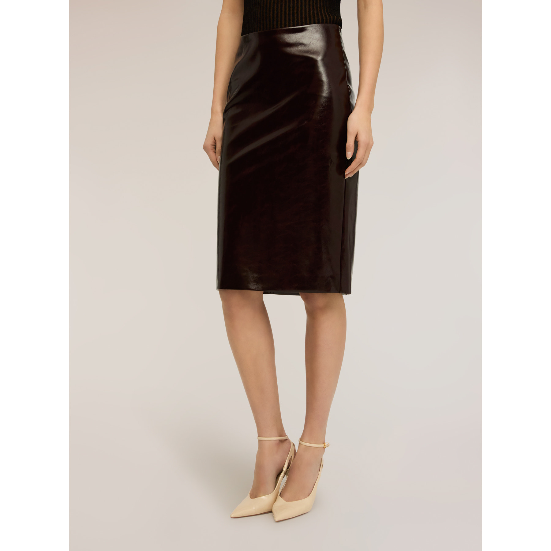 Motivi - Gonna tubino midi in tessuto spalmato - Bordeaux