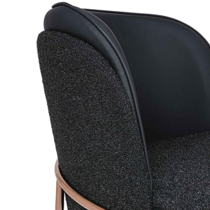 Thun Boucle - Coppia di poltroncine di design in metallo, seduta in tessuto bouclÃ© e schienale in letherette