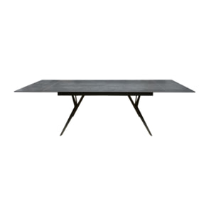 Table extensible 180 à 260 cm céramique gris pieds métal noir - FLY