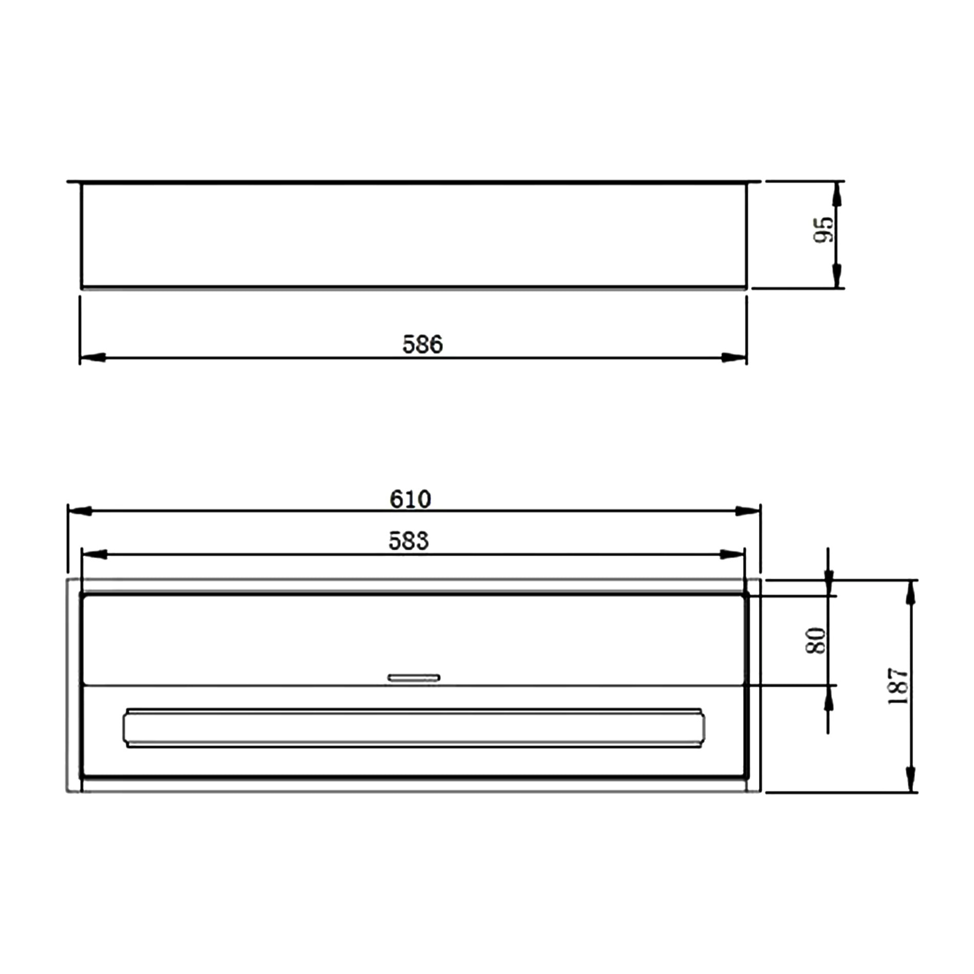 Bruciatore a bioetanolo per camino 4,5 L, in acciaio inox 61x18,7xH9,5 cm