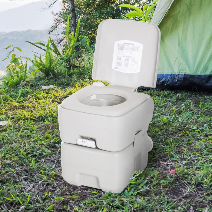 Inodoro Portátil Químico Baño WC para Camping Ancianos Caravana 20L con Tapa