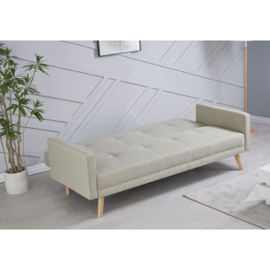 Canapé scandinave convertible 3 places en tissu beige VANSO