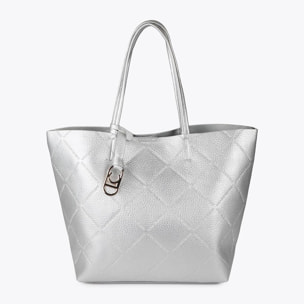 Shopper effetto pelle monogramma con logo ovale pendente