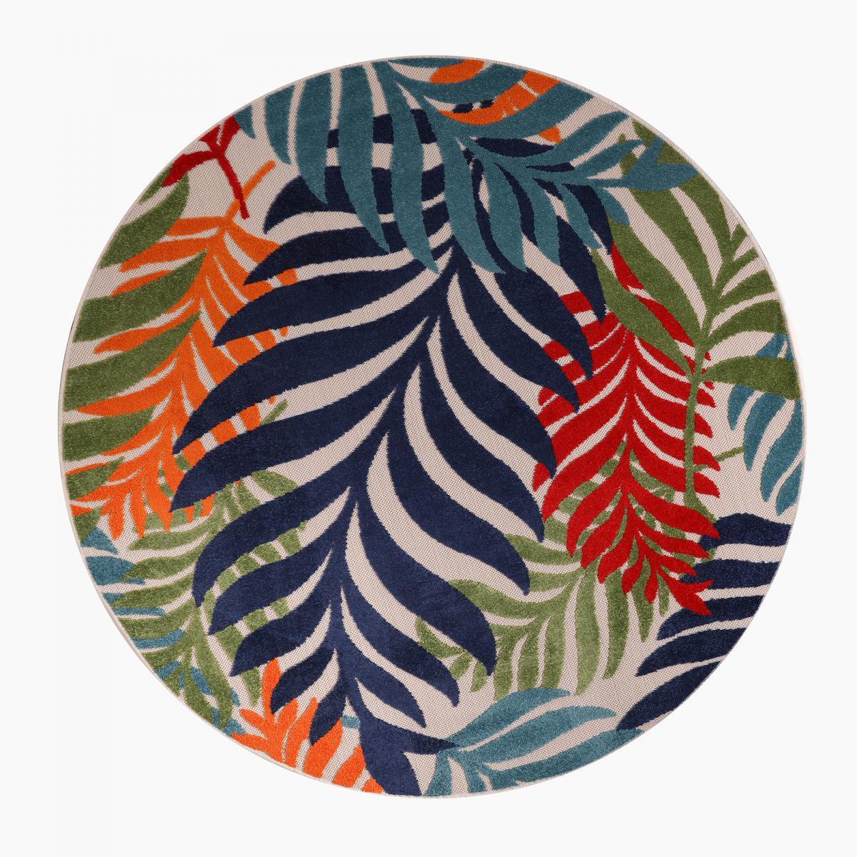 Tapis extérieur tissé kilim rond SULU