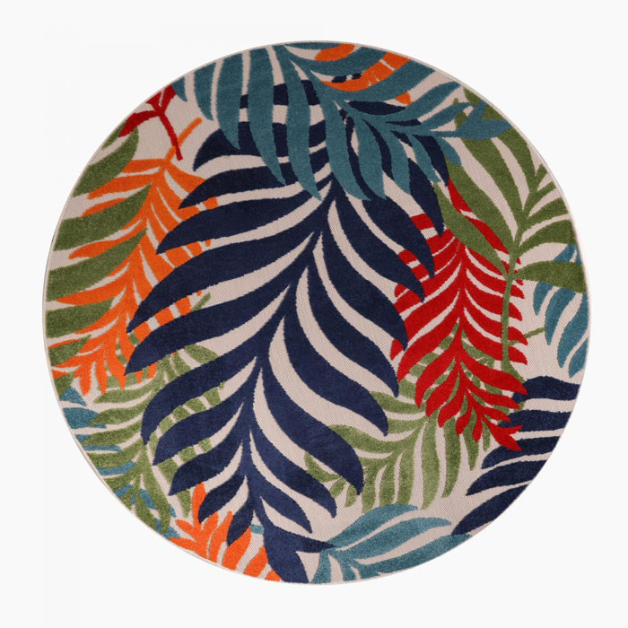 Tapis extérieur tissé kilim rond SULU