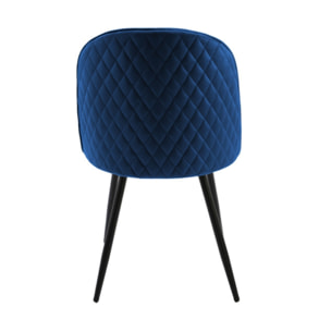 Chaise en velours dossier capitonné pieds métal Noir- SANSA