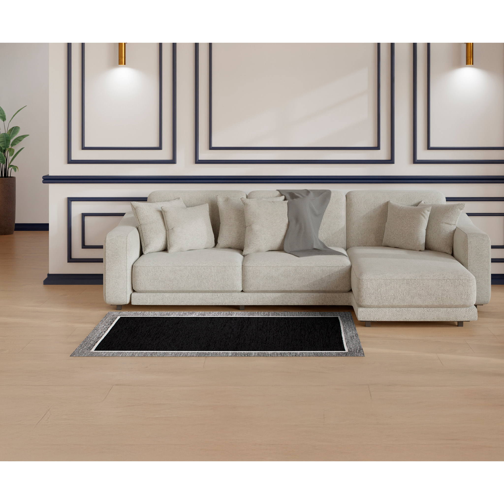 TAPPETO ARREDO ROMA NERO SCURO CON FONDO ANTISCIVOLO