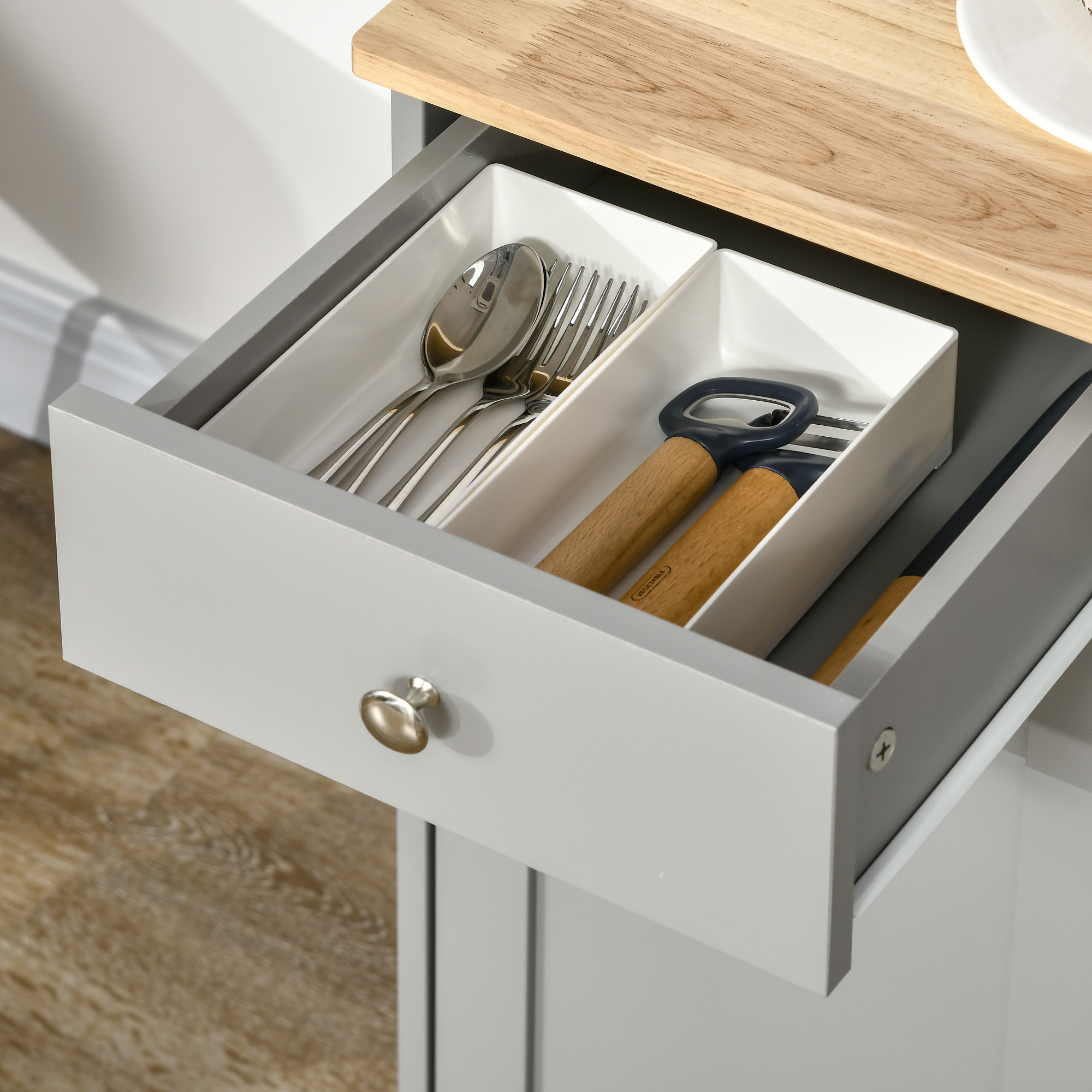 Aparador de Cocina con 3 Cajones 3 Puertas y Estantes Ajustables Mueble Auxiliar de Almacenaje para Comedor Salón Estilo Moderno Antivuelco 101x40x85 cm Gris
