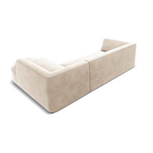 Canapé d'angle droit "Charles" 4 places en velours beige clair