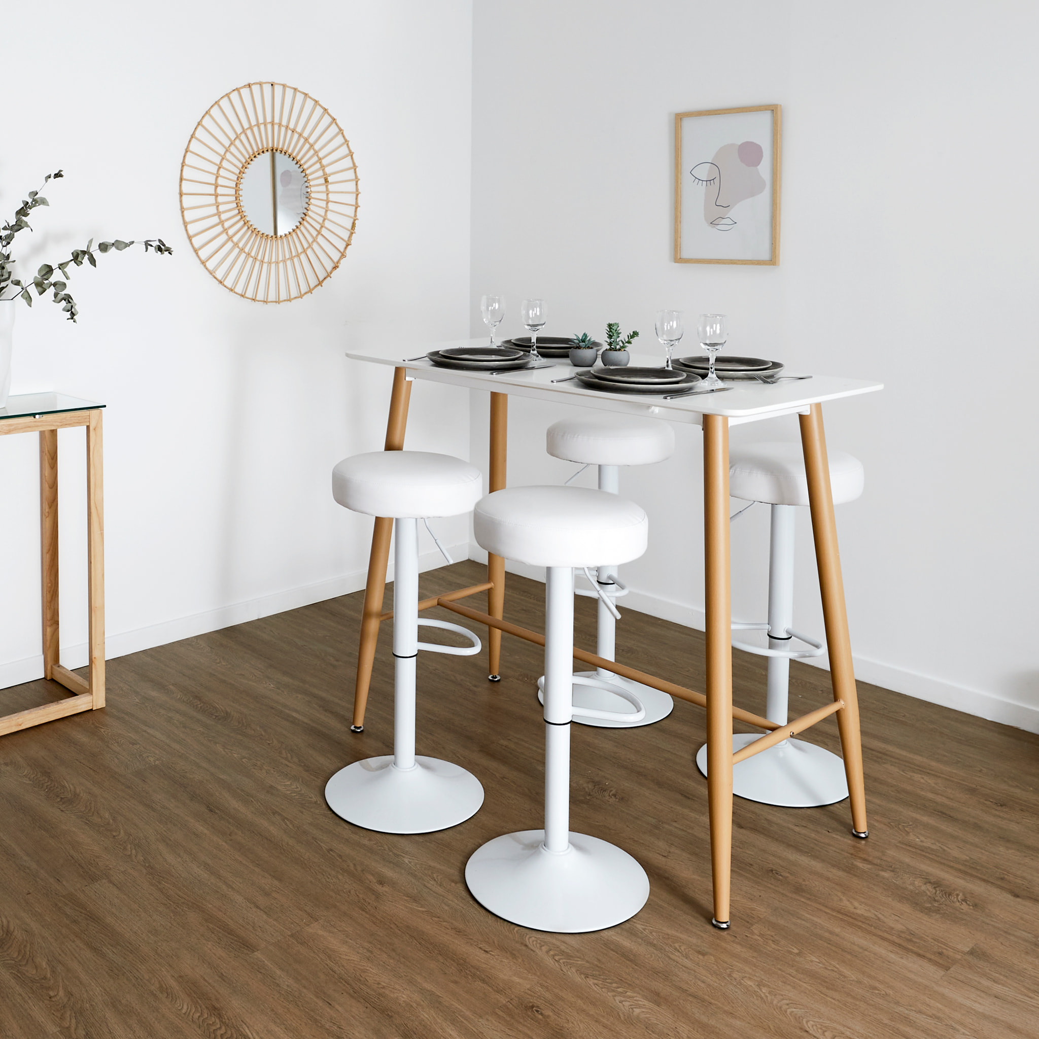 Tabouret De Bar Reglable Mumford Blanc - Lot De 2