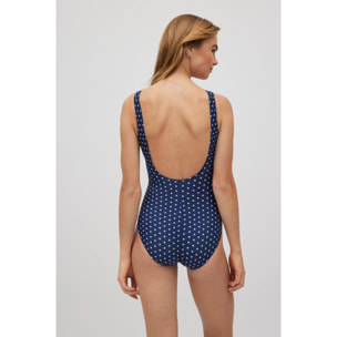 Costume modellante con scollo a V a pois