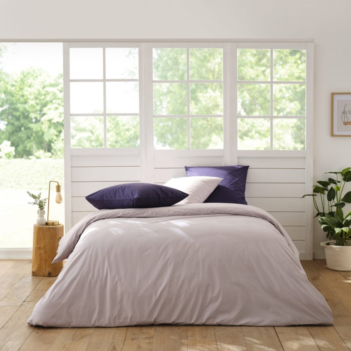 Housse de couette en percale de coton - Gris clair