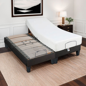 Sommier Électrique Amiral Technologie Bi-Lattes, Relevage Tête et Jambes motorisés, Réglage Lombaire, Structure Bois Épicéa & Hêtre