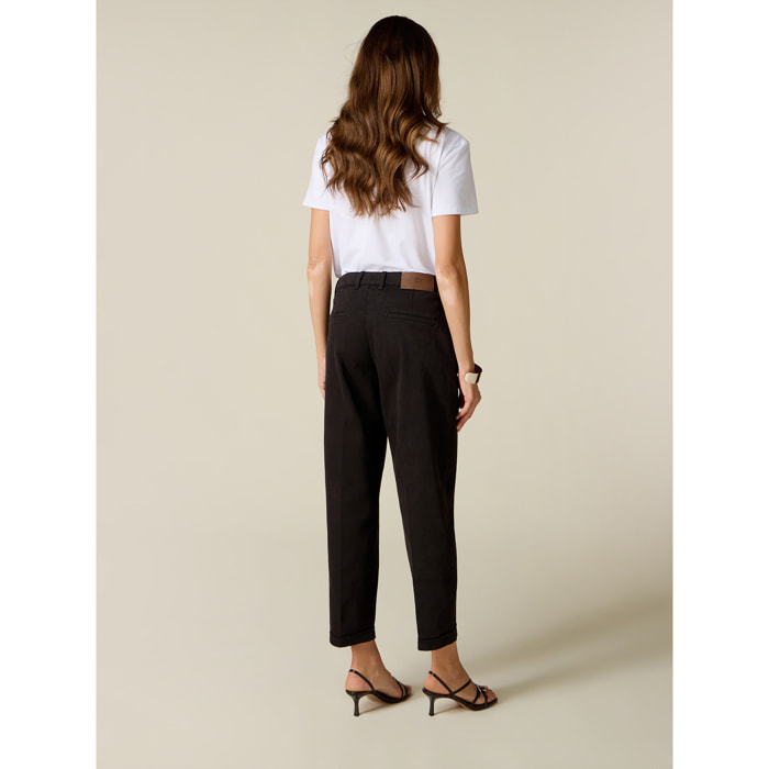 Oltre - Pantaloni chinos misto cotone - Nero