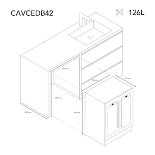 LES PETITS CHAMPS Vinoteca empotrada de 42 botellas CAVCEDB42 de doble zona (5-20°C, 10 estantes de madera)