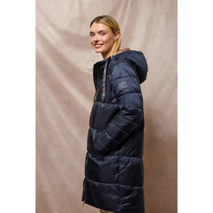 Chaqueta azul marino larga y acolchada Rose de capucha fija y detalles Polo Club
