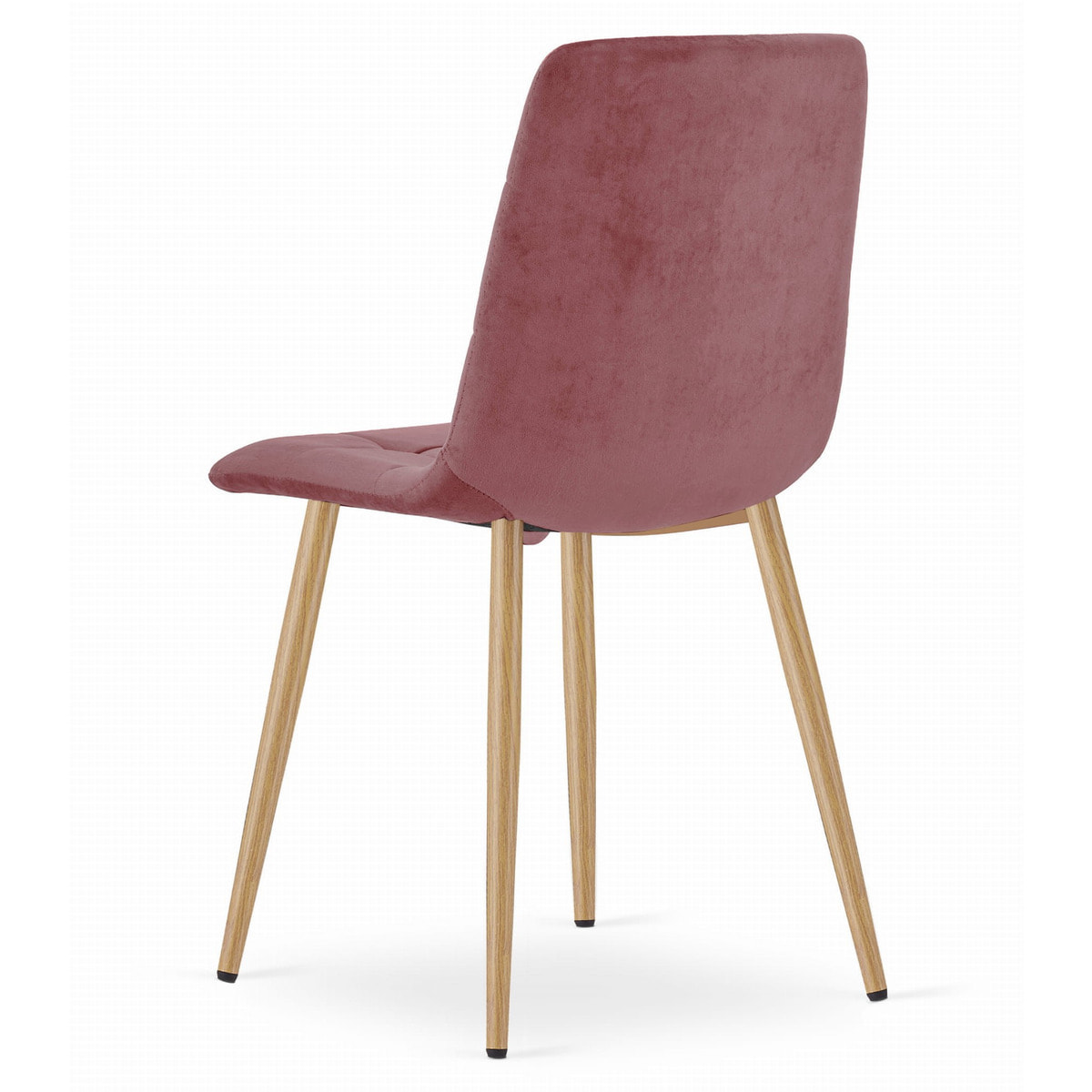 Sedia Kara in velluto rosa con gambe effetto legno