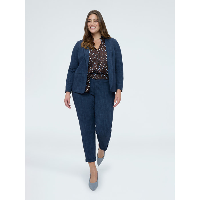 Fiorella Rubino - Pantaloni Carrot Fit in Punto Milano - Blu
