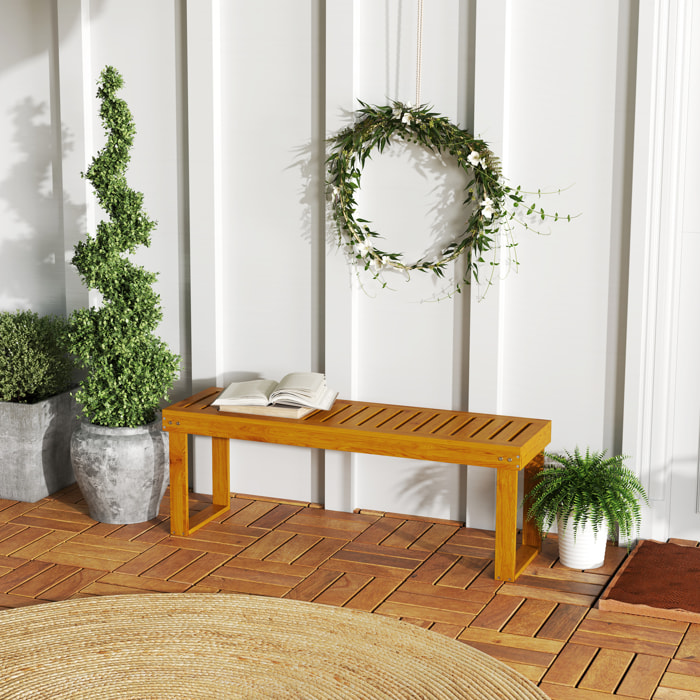 Banco de Jardín de 2 Plazas Banco de Madera Asiento de Lamas Carga 300 kg Banco para Patio Terraza 120x34x43 cm Teca