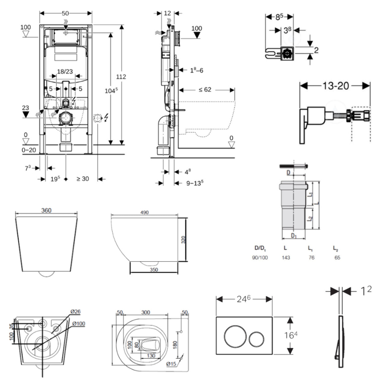 Duofix pack WC bâti-support + WC suspendu sans bride Ceramia PixL avec abattant SoftClose + plaque (GEDCEPXBMT04-FR)