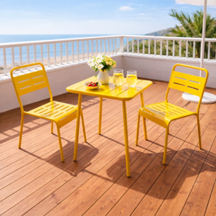 EVORA Table carrée 2 places 50x50cm jaune
