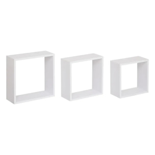3 grandes étagères murales "Fixy" cube blanc