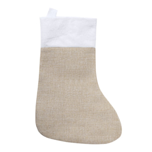 DAM Calcetín navideño en combinación de colores natural y blanco. Incluye cinta para colgar. 23535 Cm. Color: Beige