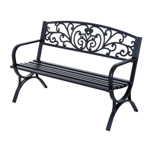 Banc de jardin 3 places dim. 127 x 60 x 85 cm max 250 Kg acier fonte noir