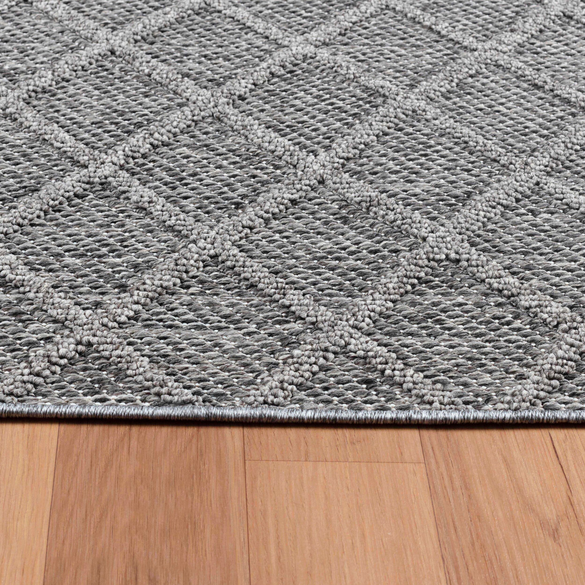 PATARA - Tapis intérieur/extérieur motif losange gris - PAT4953GRI